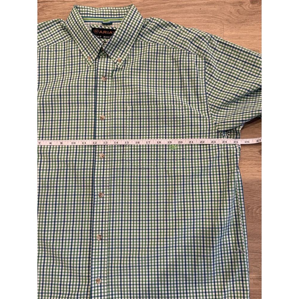 Ariat Pro Series Short Sleeve Button Down Blue/Green Gingham Plaid Men’s XL - Picture 5 of 8